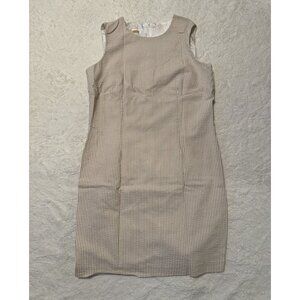 Talbots Made in US Women's Sleeveless Tweed Dress Sz 12 Beige/White striped